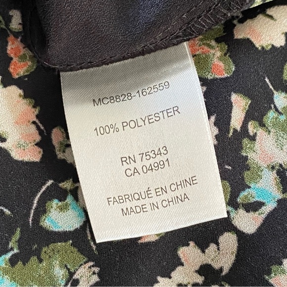 Porophrose Elegant Black long-sleeve chic blouse Floral-patterned back panel S - Picture 5 of 8